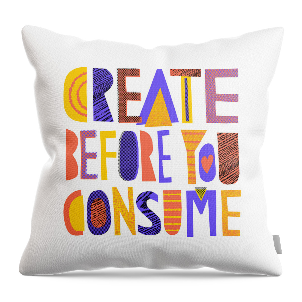 Halftone Throw Pillow featuring the painting Create Before You Consume - Art by Jen Montgomery by Jen Montgomery