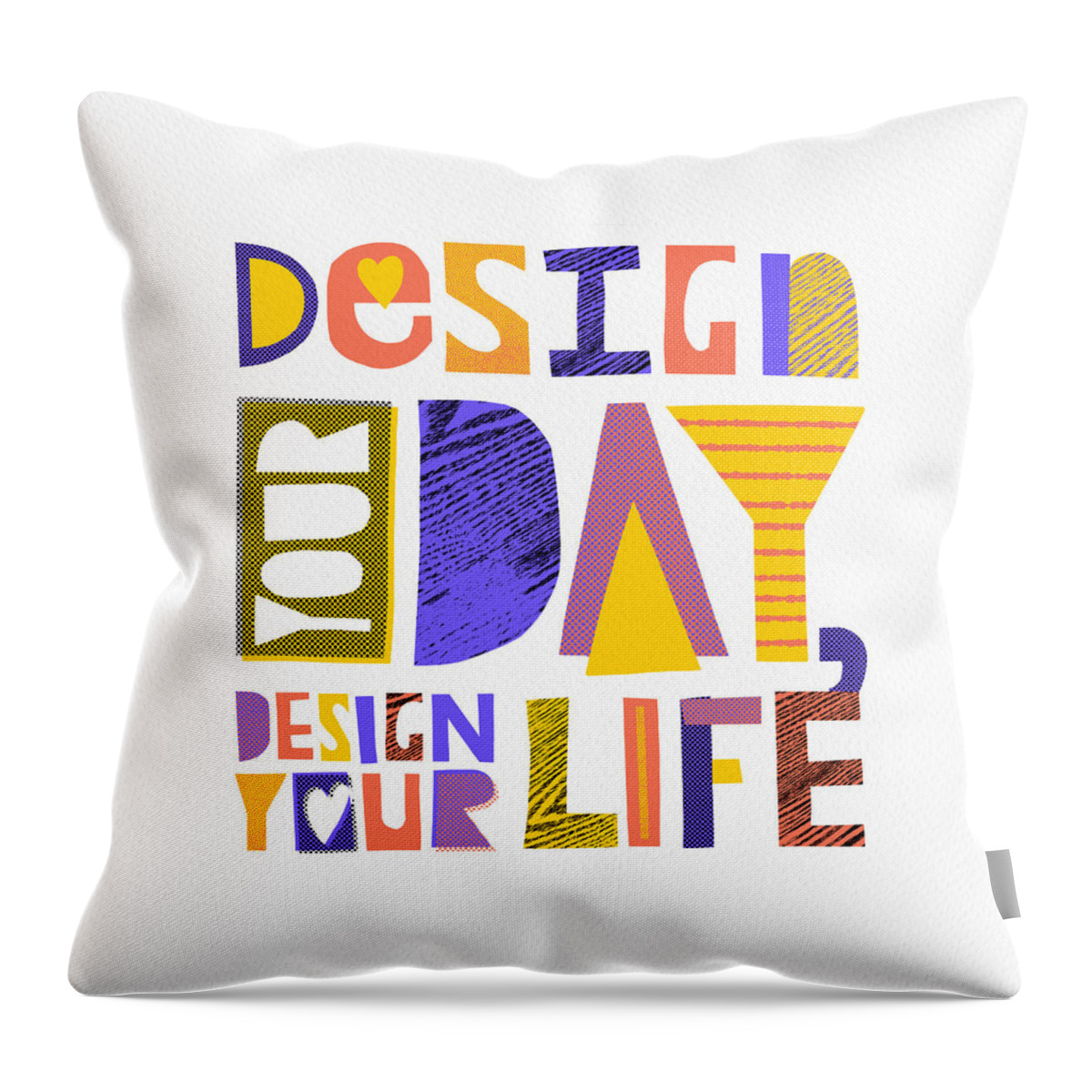 Halftone Throw Pillow featuring the painting Design Your Day, Design Your Life - Art by Jen Montgomery by Jen Montgomery