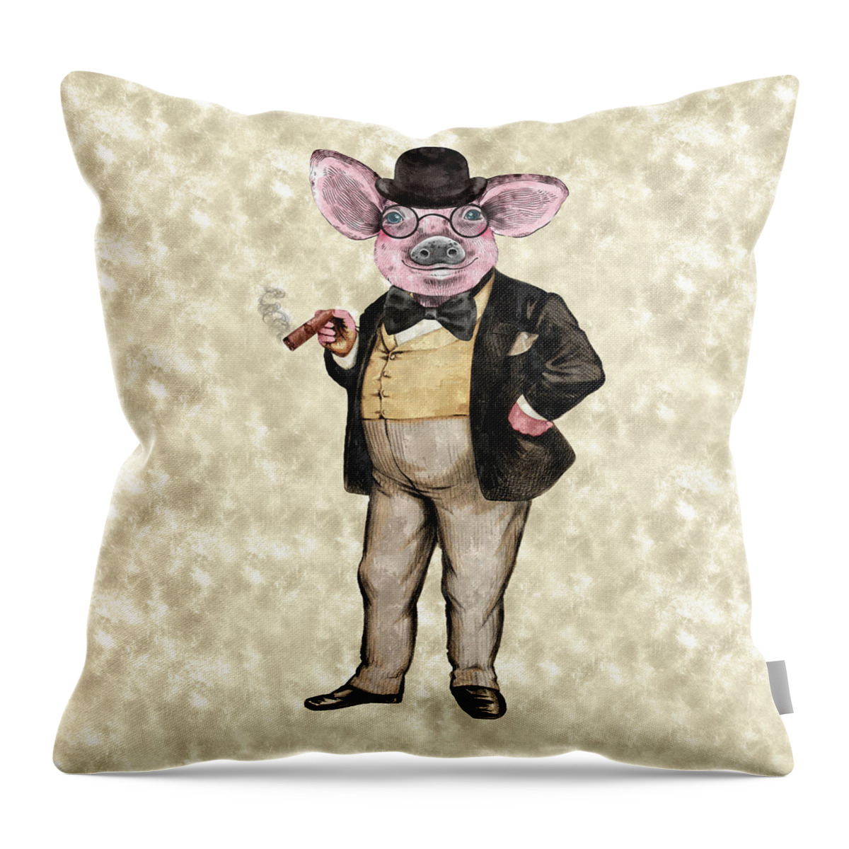 Pig Throw Pillow featuring the digital art Living High on the Hog by Doreen Erhardt