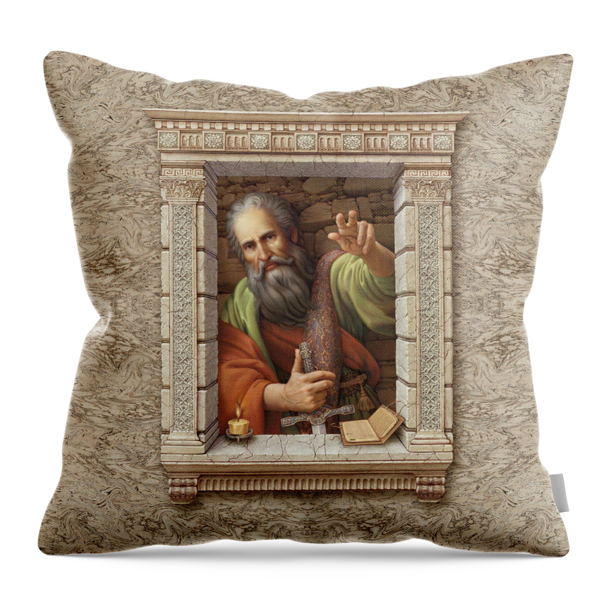 St. Paul Throw Pillow featuring the painting St. Paul by Kurt Wenner