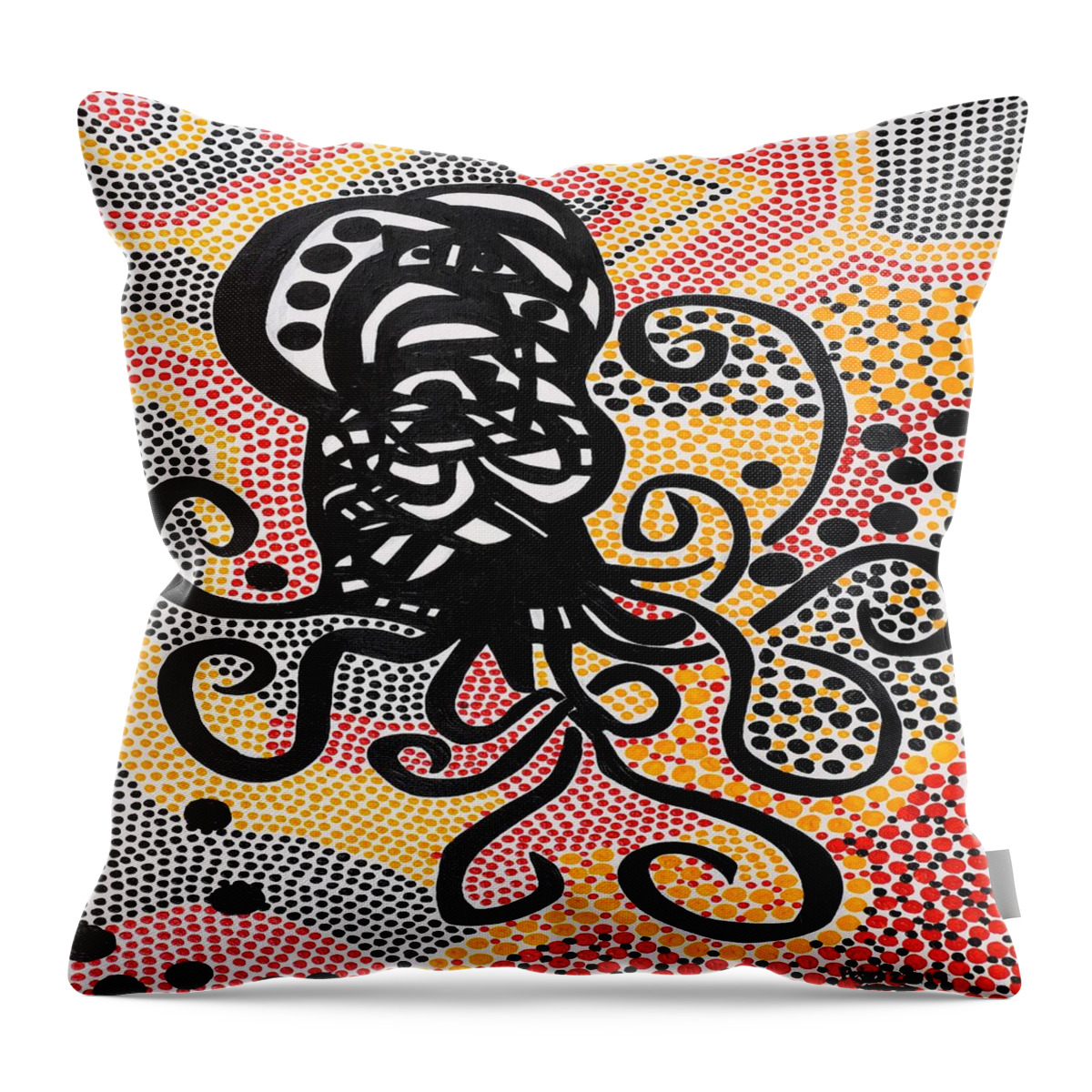 Octopus Throw Pillow featuring the mixed media Octavia by Peter Johnstone