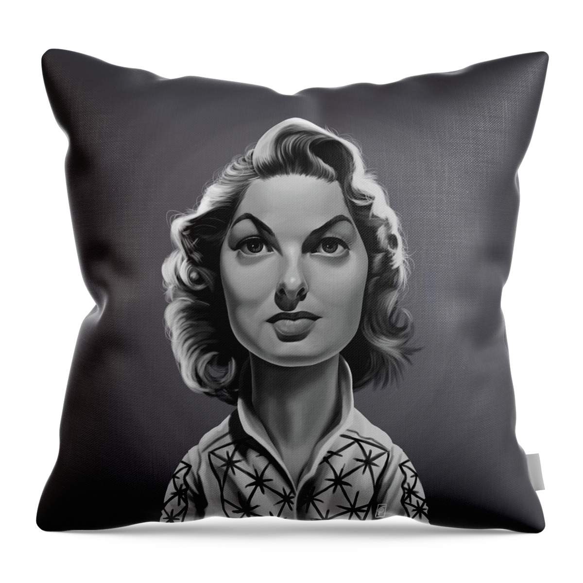 Illustration Throw Pillow featuring the digital art Celebrity Sunday - Ingrid Bergman by Rob Snow