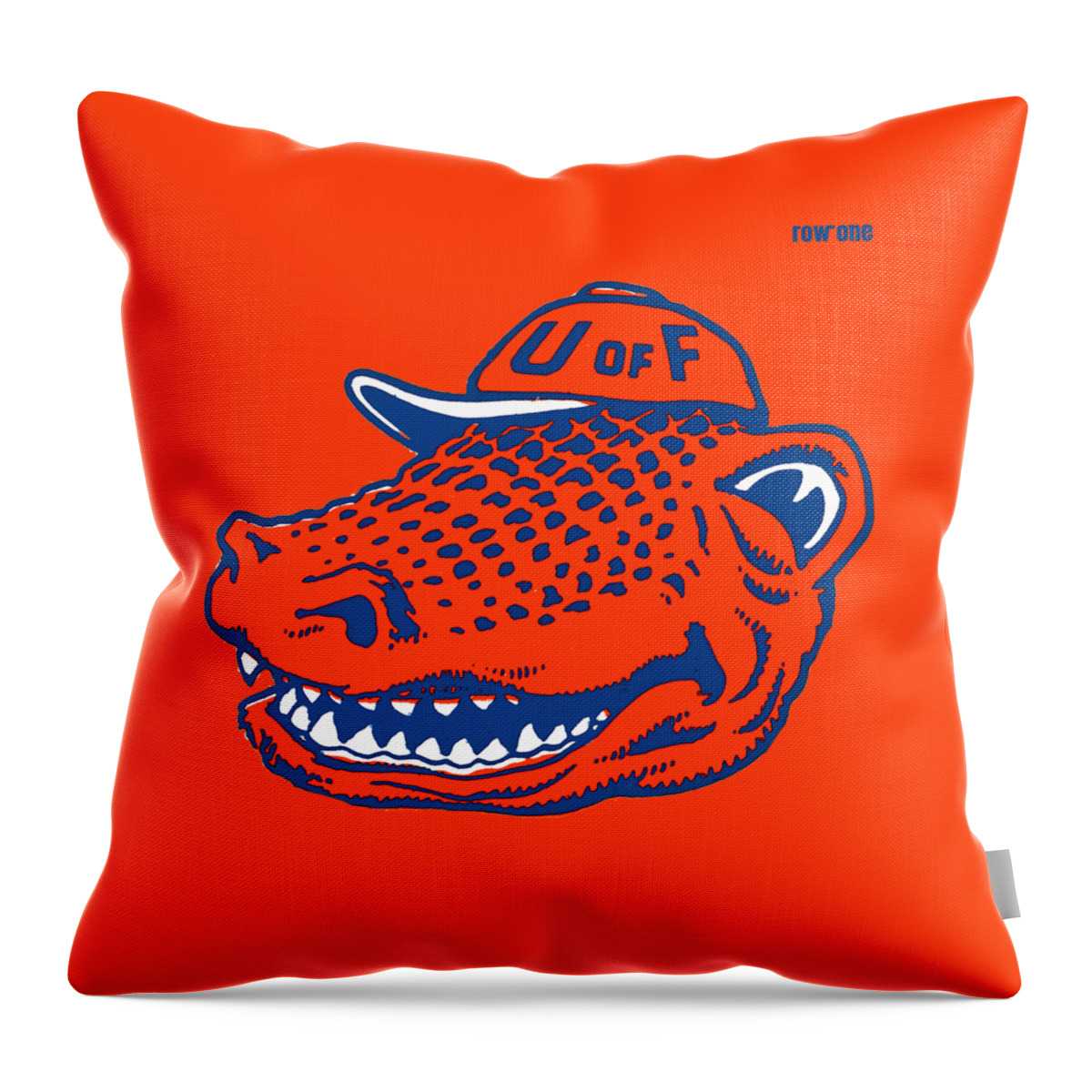 Mascot Throw Pillow featuring the mixed media 1950's Florida Gator Mascot Art by Row One Brand