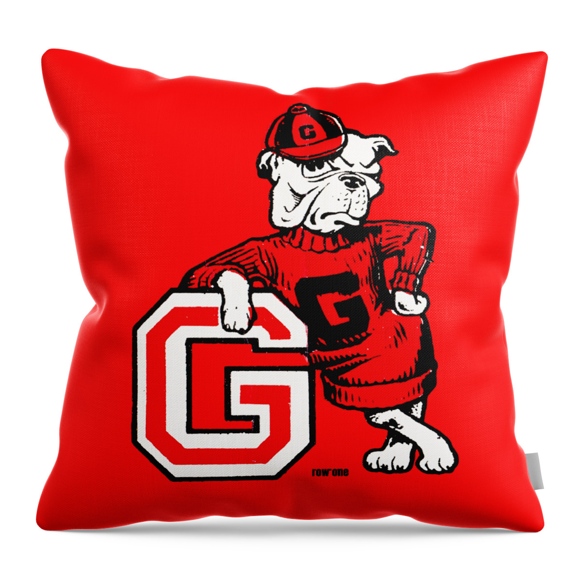 Georgia Throw Pillow featuring the mixed media Georgia Bulldog by Row One Brand
