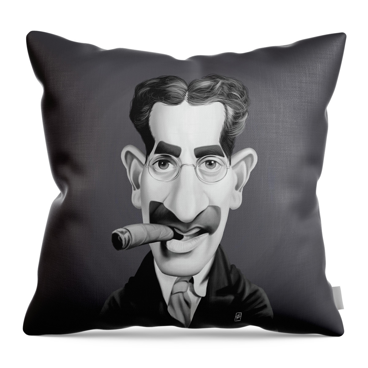 Illustration Throw Pillow featuring the digital art Celebrity Sunday - Groucho Marx by Rob Snow