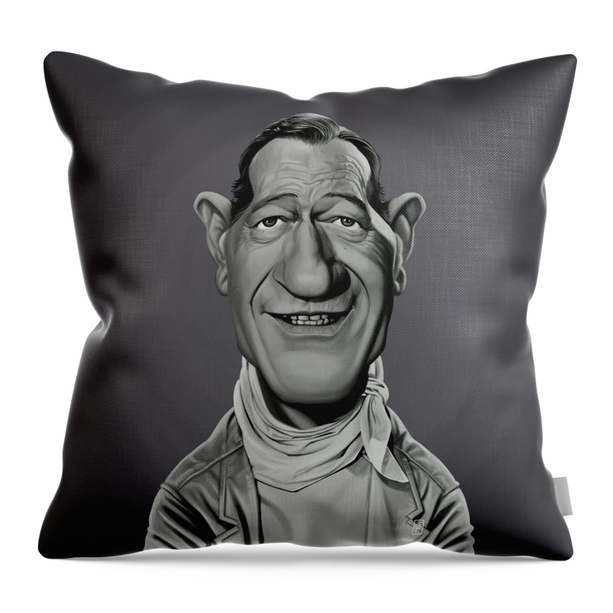Illustration Throw Pillow featuring the digital art Celebrity Sunday - John Wayne by Rob Snow