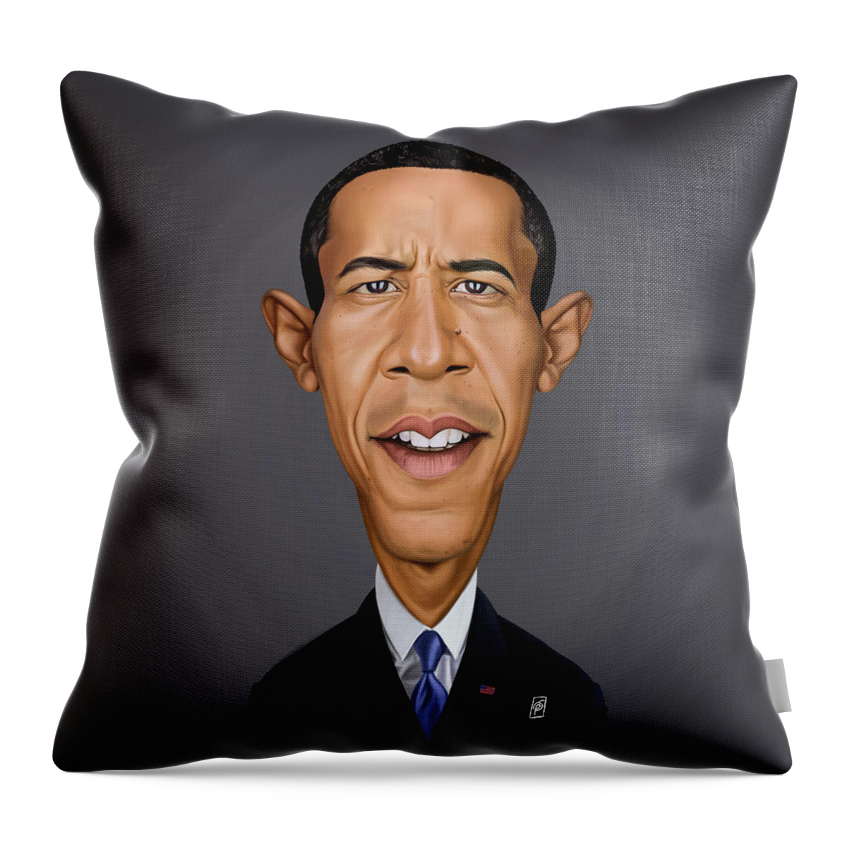 Illustration Throw Pillow featuring the digital art Celebrity Sunday - Barrack Obama by Rob Snow