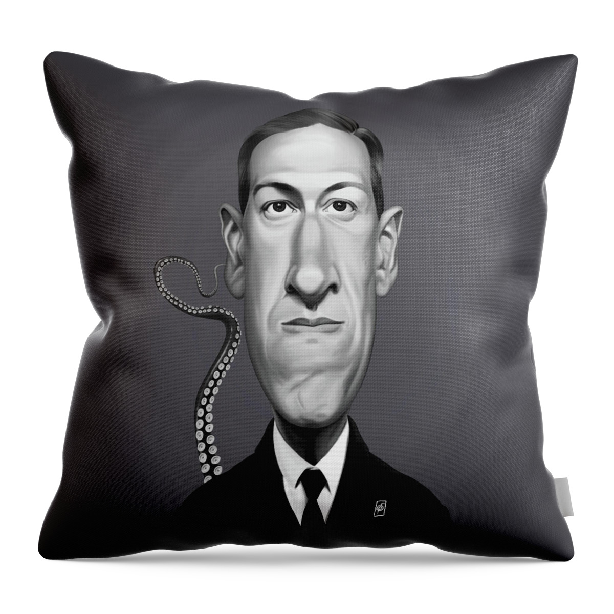Illustration Throw Pillow featuring the digital art Celebrity Sunday - H.P Lovecraft by Rob Snow