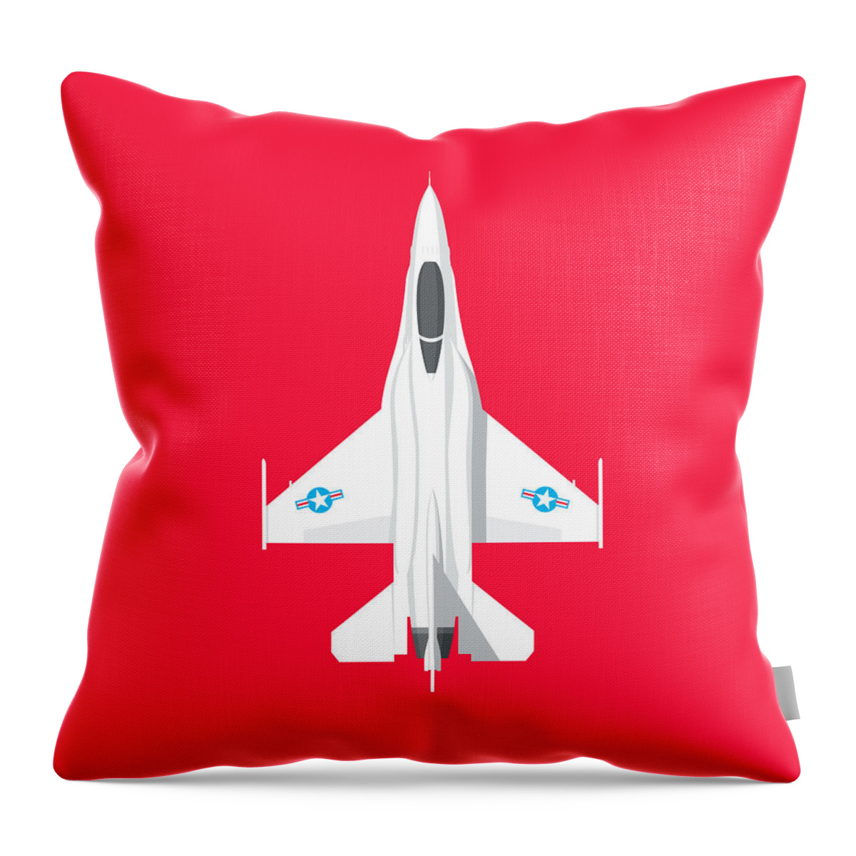 Fighter Throw Pillow featuring the digital art F-16 Viper Fighter Jet Aircraft - Crimson by Organic Synthesis