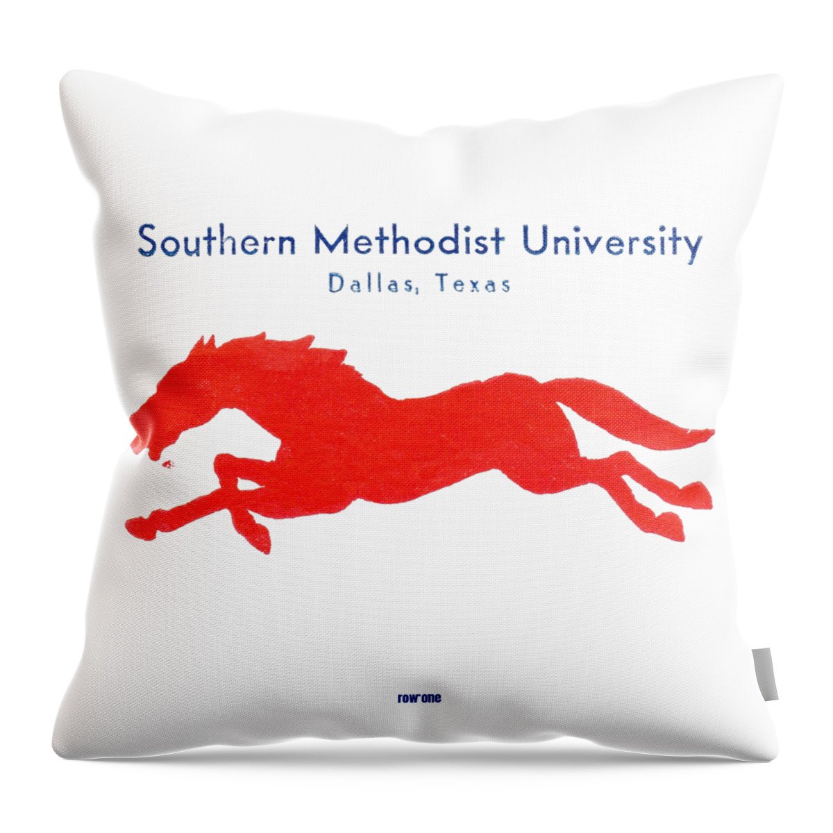 Smu Throw Pillow featuring the mixed media 1933 SMU Mustangs Art by Row One Brand