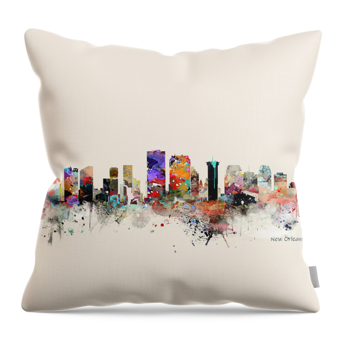 New Orleans Throw Pillow featuring the painting New Orleans Skyline #1 by Bri Buckley