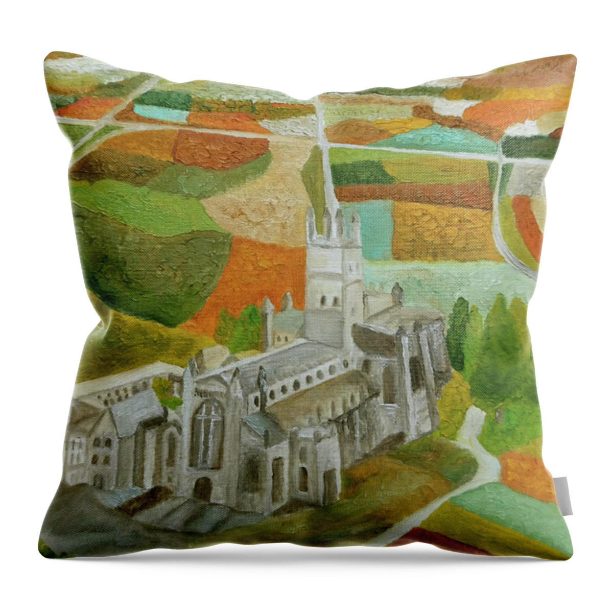 Gloucester Throw Pillow featuring the painting Cheltenham From The Gloucester Cathedral by Angeles M Pomata