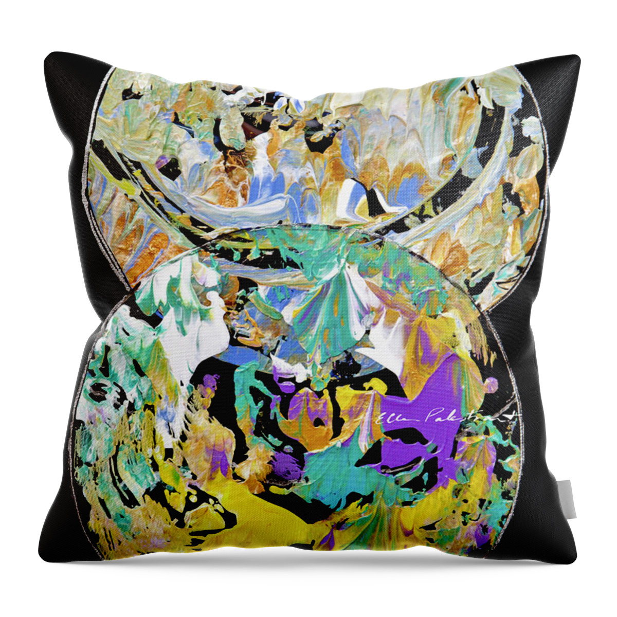 Wall Art Throw Pillow featuring the painting Interplanetary Dance - Vertical by Ellen Palestrant