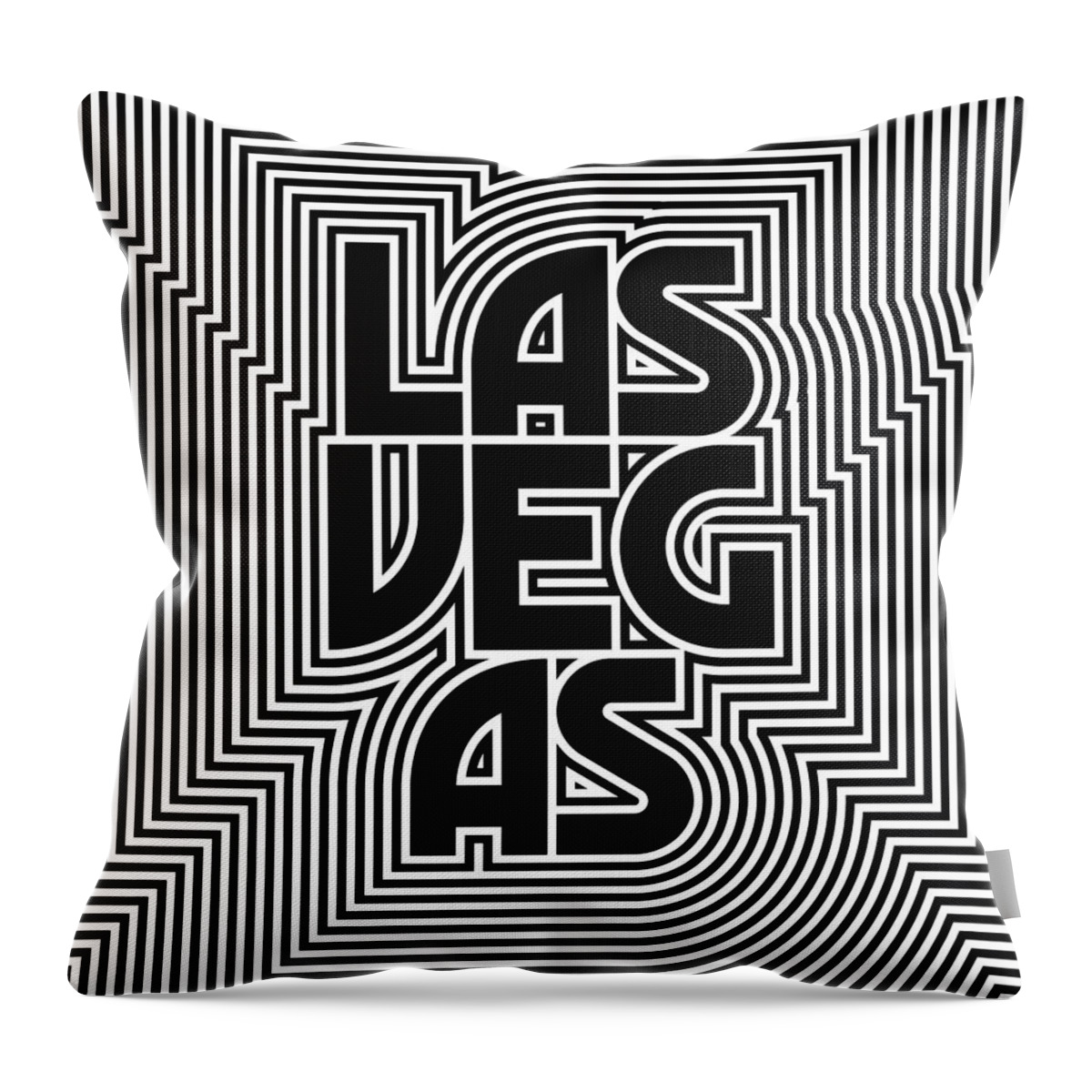 Black Throw Pillow featuring the digital art Las Vegas City Text Pattern USA by Organic Synthesis