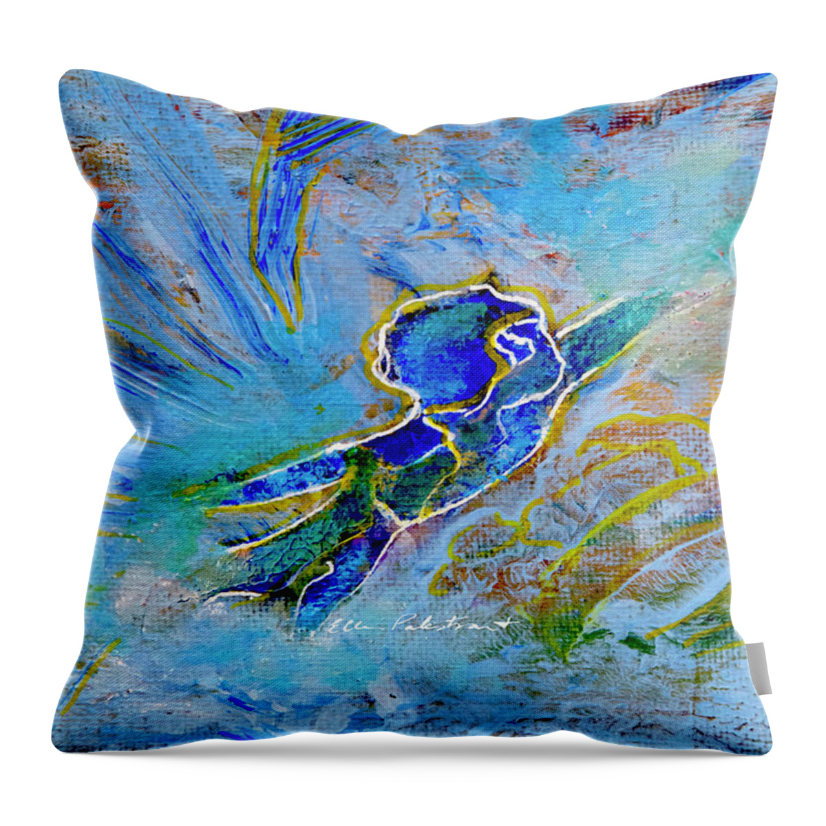 Wall Art Throw Pillow featuring the painting Flying Upwards into the Blue Sky by Ellen Palestrant