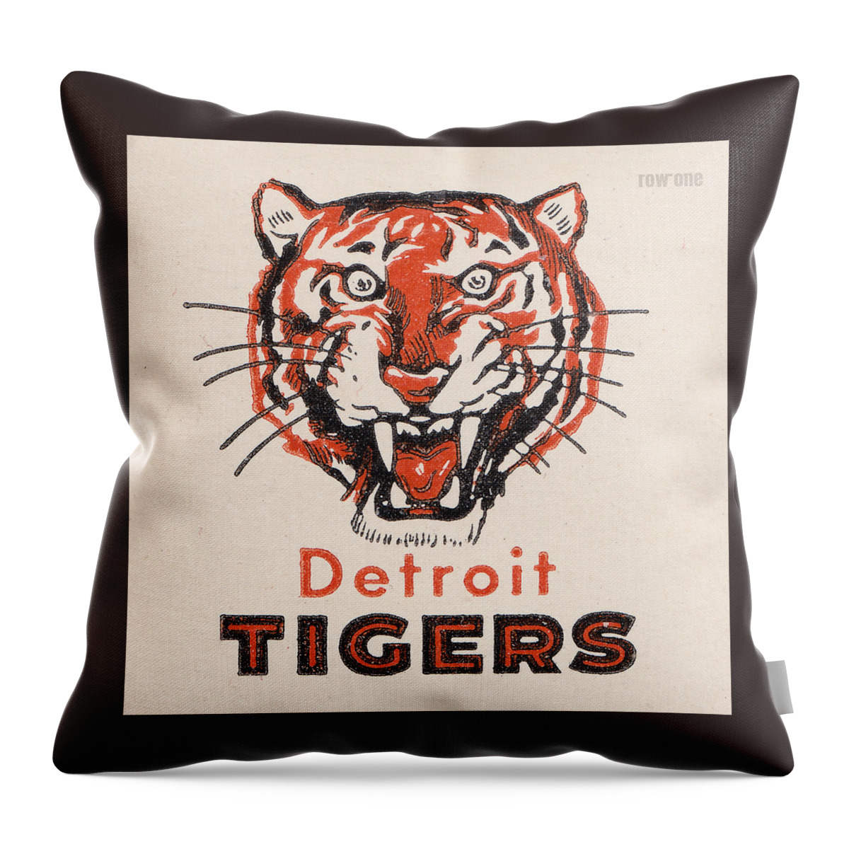 Detroit Throw Pillow featuring the mixed media 1956 Detroit Tigers Art by Row One Brand