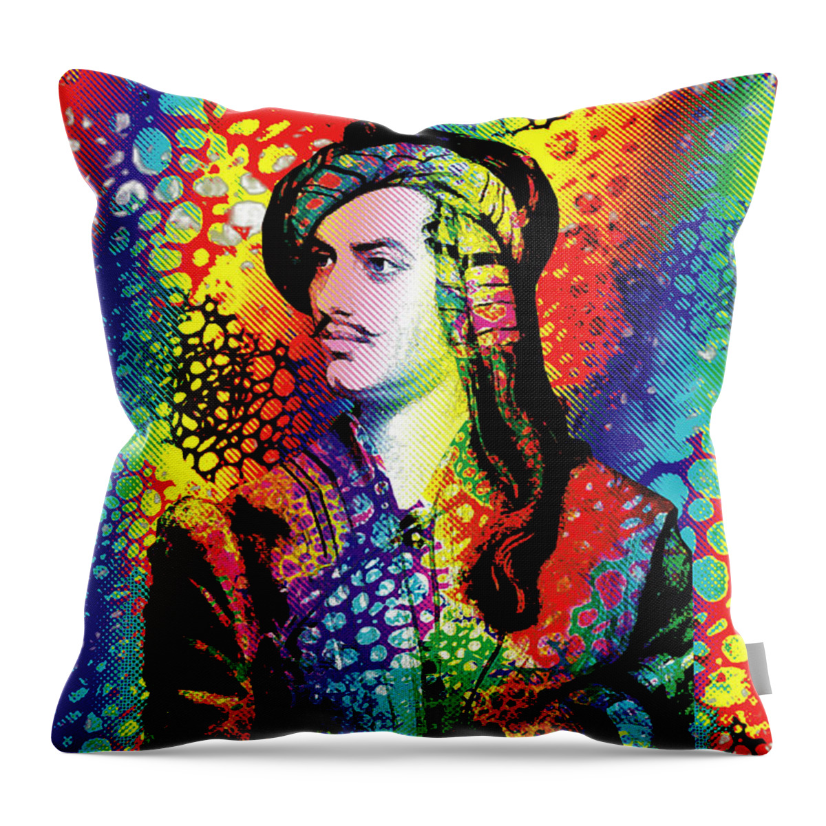 Lord Byron Throw Pillow featuring the digital art Lord Byron by Zoran Maslic