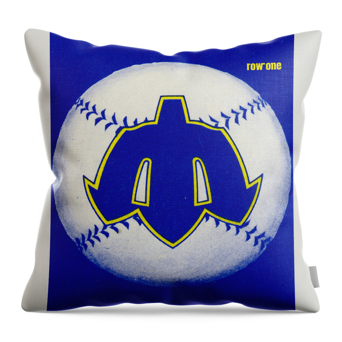1980 Throw Pillow featuring the mixed media 1980 Seattle Mariners Art by Row One Brand