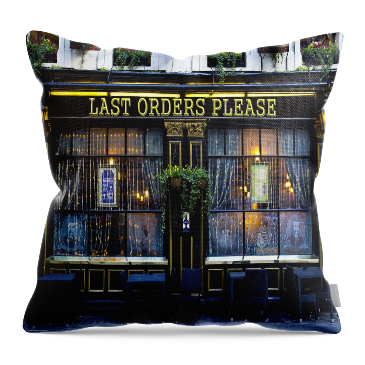 English Pub Throw Pillow featuring the photograph The Last Orders Please Pub by David Pyatt