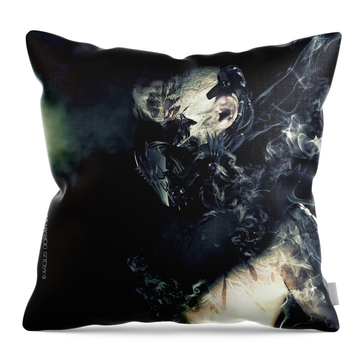 Dark Art Throw Pillow featuring the digital art Argus Dorian by Argus Dorian