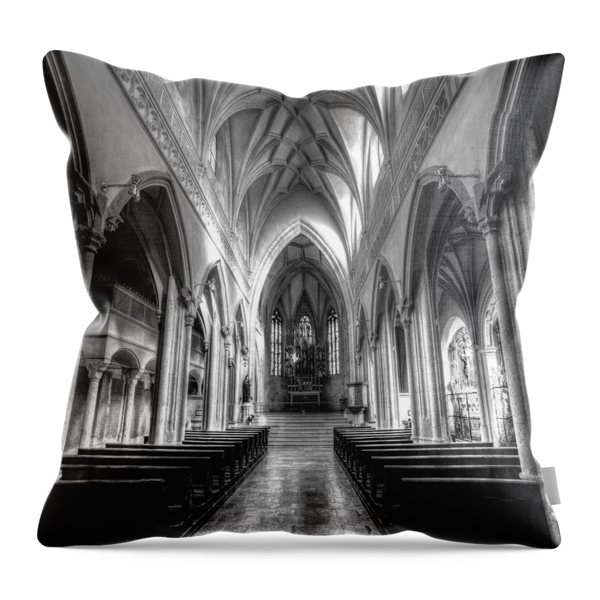 Nonnberg Abbey Salzburg Throw Pillow featuring the photograph Benedictine Monastery Salzburg by David Pyatt