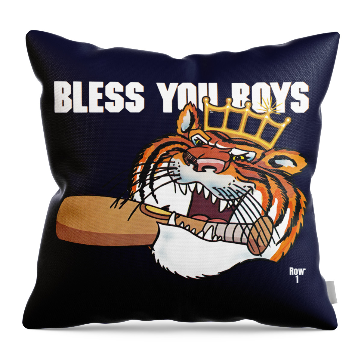 Detroit Throw Pillow featuring the mixed media Bless You Boys Art 1985 by Row One Brand