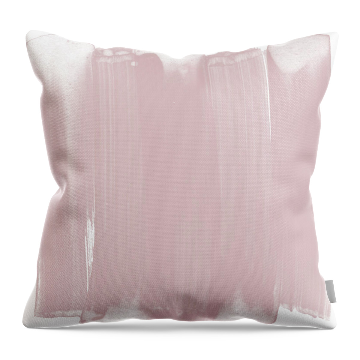 Pink Throw Pillow featuring the painting Pink Brushstrokes Minimalist Abstract Painting by Janine Aykens