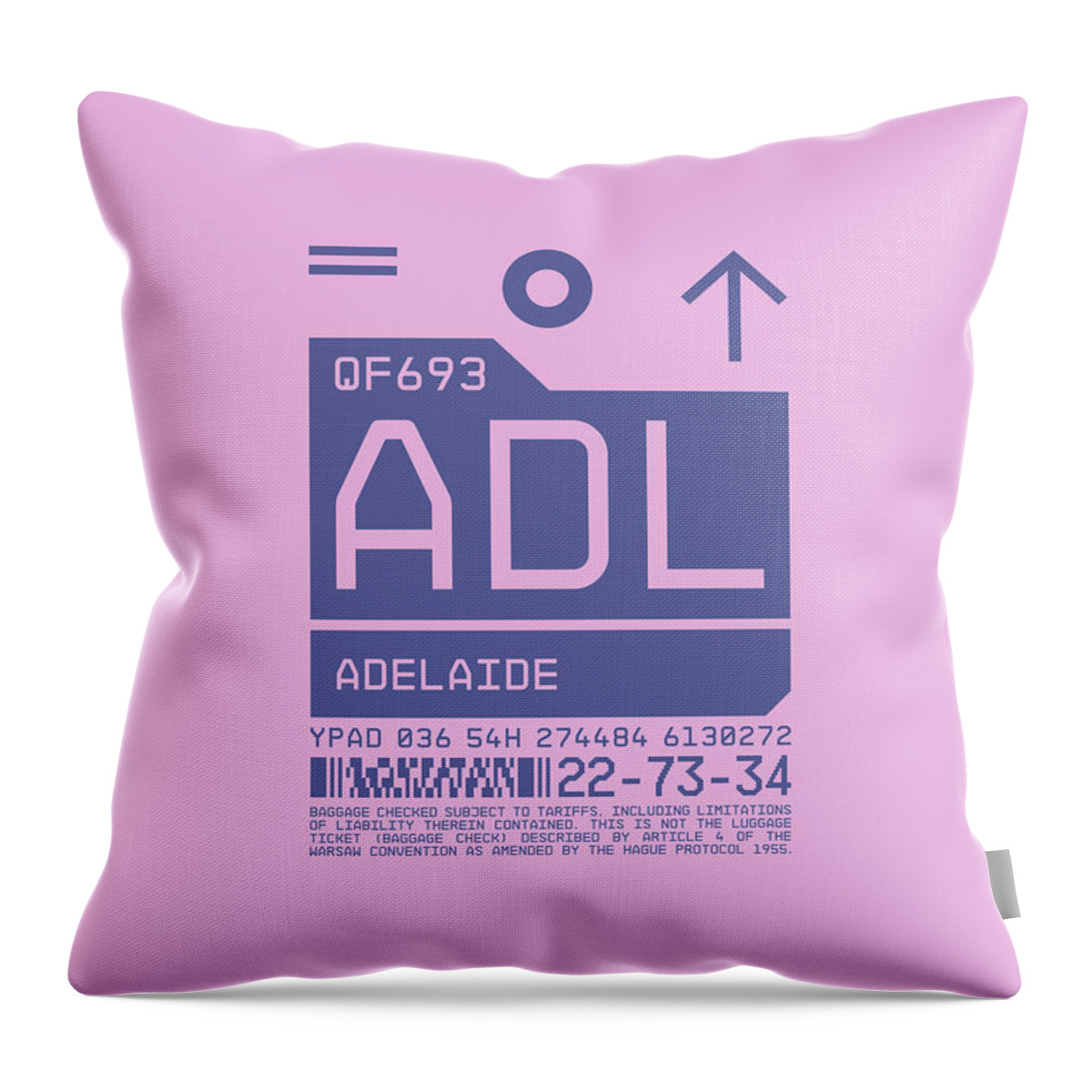 Airline Throw Pillow featuring the digital art Luggage Tag C - ADL Adelaide Australia by Organic Synthesis