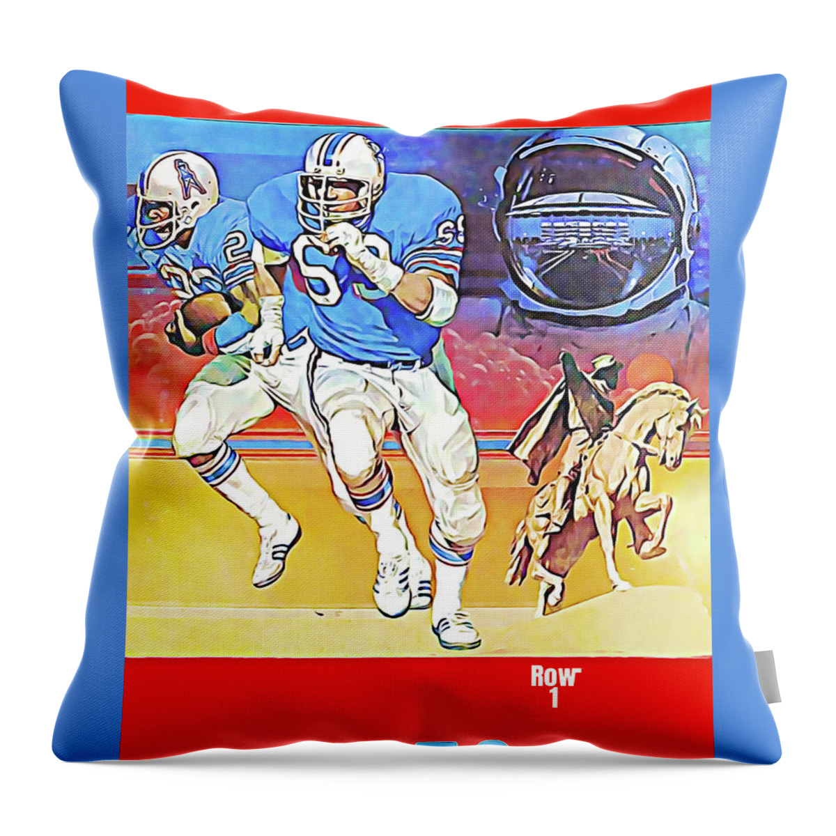 Gulf Coast Throw Pillow featuring the mixed media 1978 Houston Oilers Art by Row One Brand