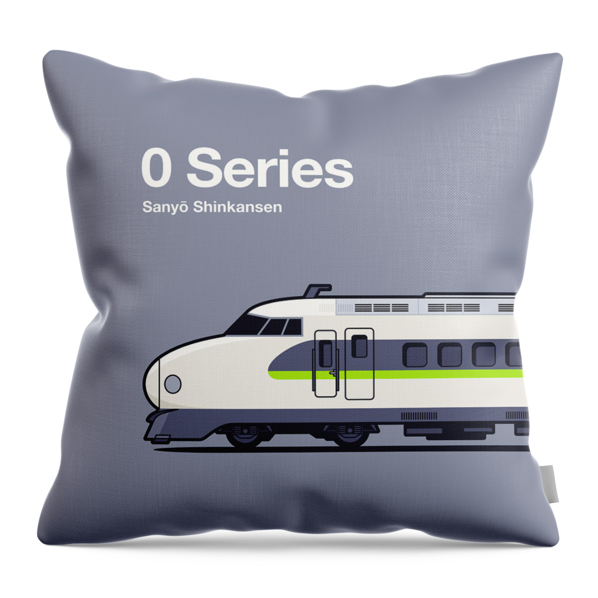 Shinkansen Throw Pillow featuring the digital art 0 Series Shinkansen Bullet Train Side Grey by Organic Synthesis