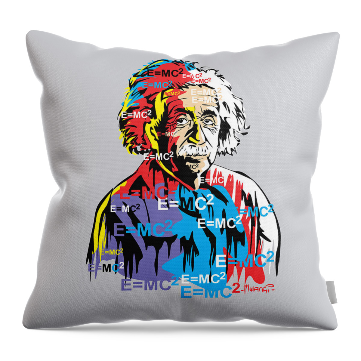 Science Throw Pillow featuring the painting Albert Einstein Hermann by Anthony Mwangi