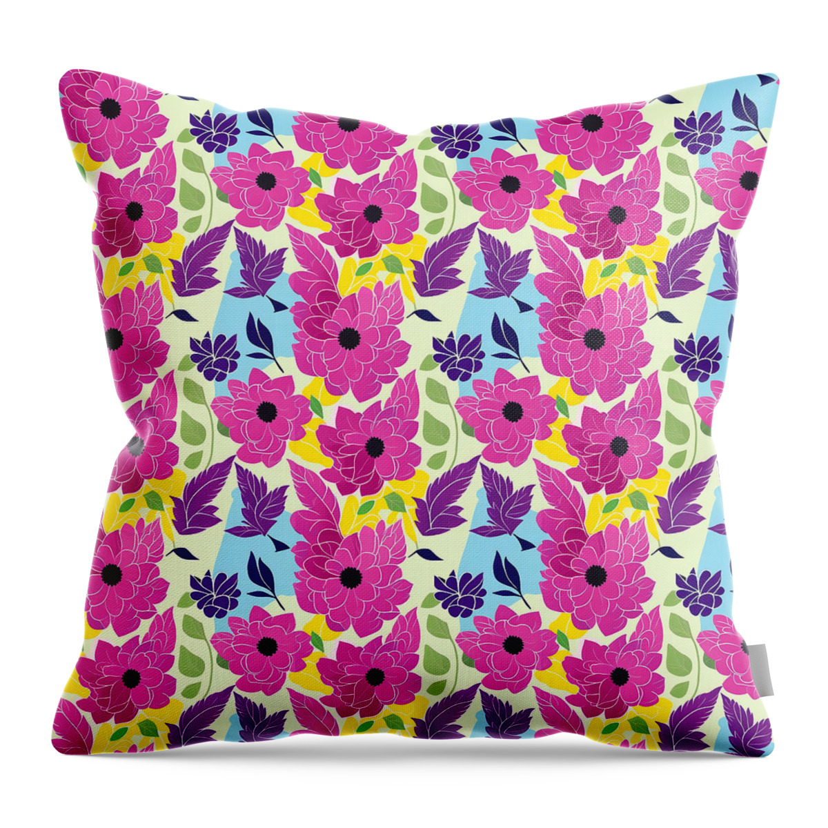 Floral Throw Pillow featuring the digital art Floral Pattern #6 by Mark Greenberg