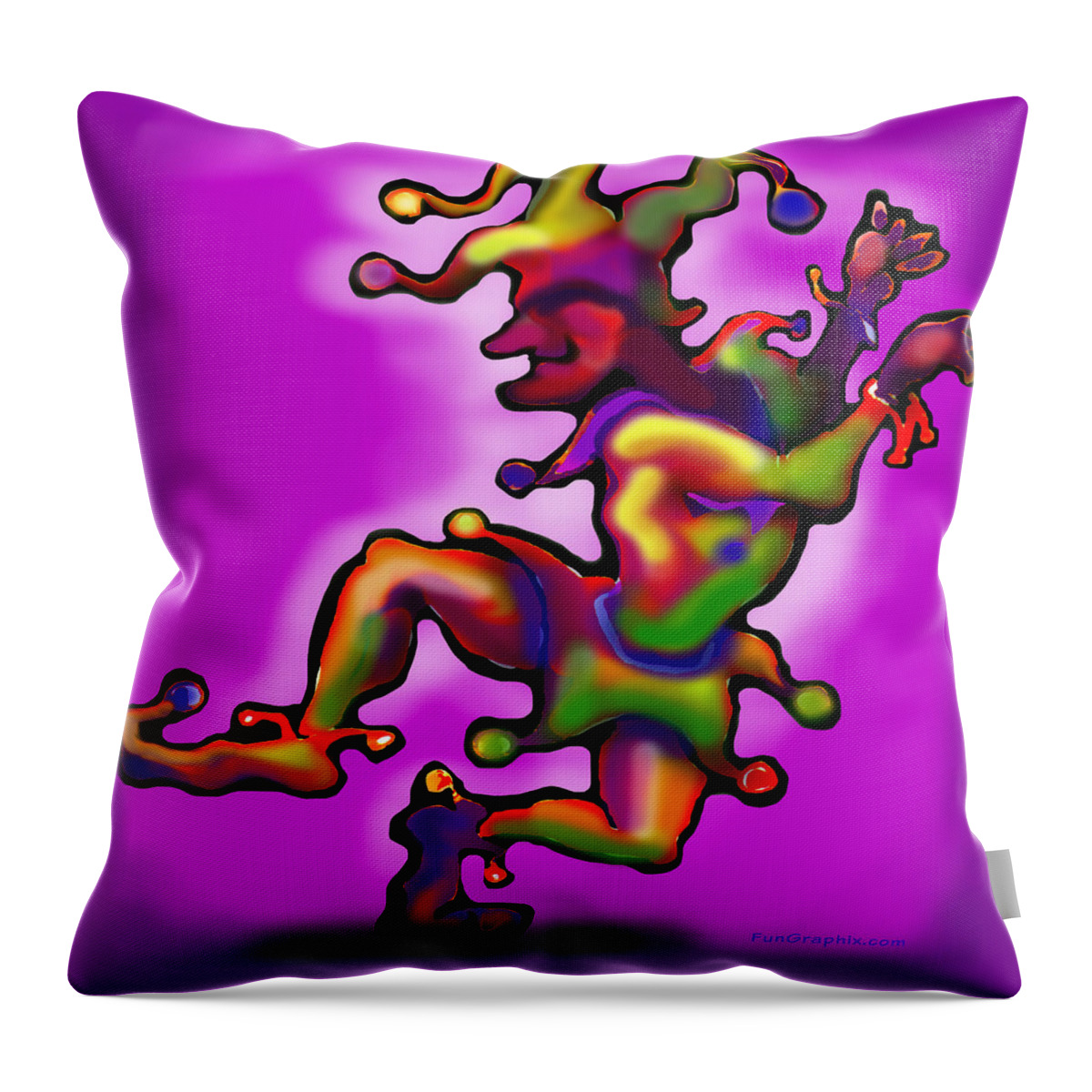 Mardi Gras Throw Pillow featuring the painting Mardi Gras Jester by Kevin Middleton