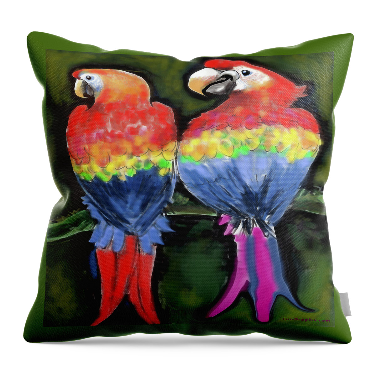Parrot Throw Pillow featuring the painting Parrots by Kevin Middleton