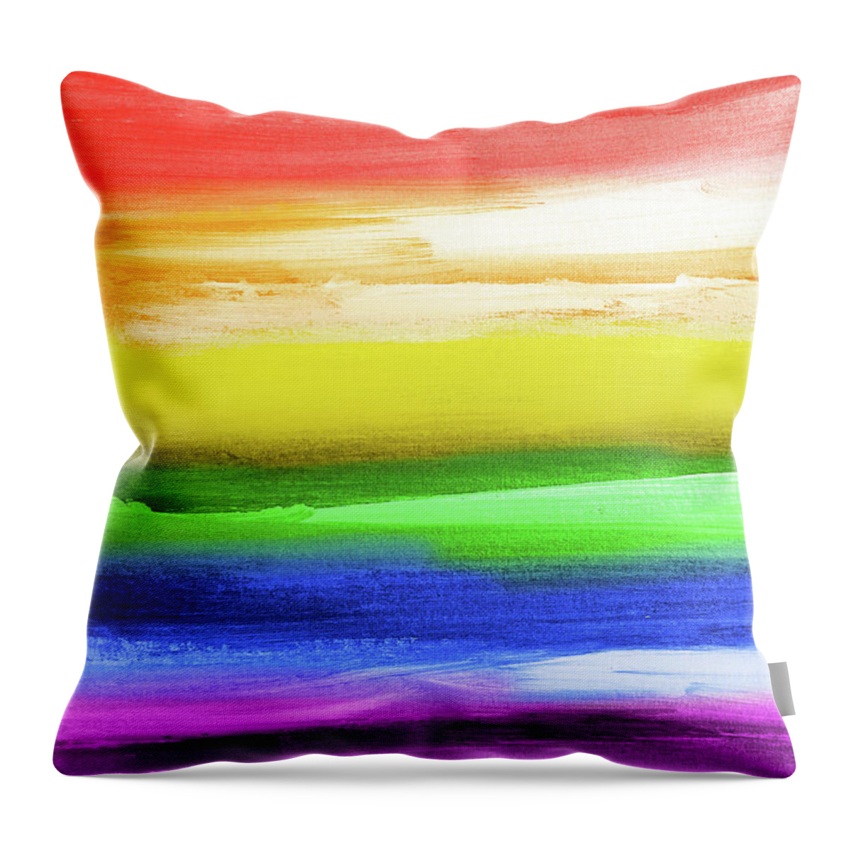 Rainbow Throw Pillow featuring the painting Rainbow pride flag by Delphimages Photo Creations