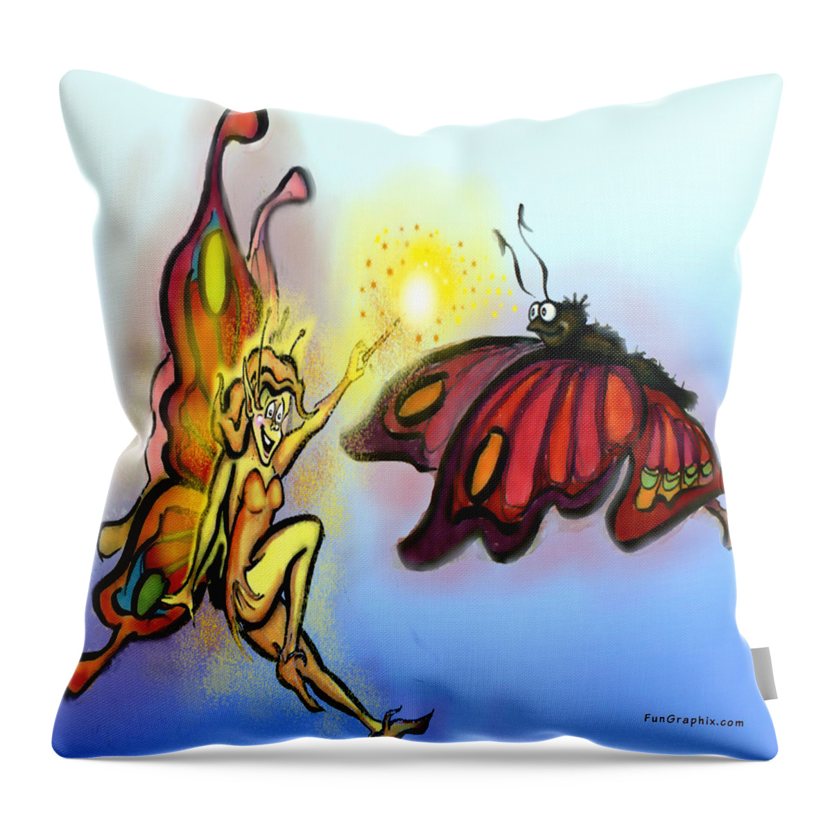 Faerie Throw Pillow featuring the painting Faerie n Butterfly by Kevin Middleton