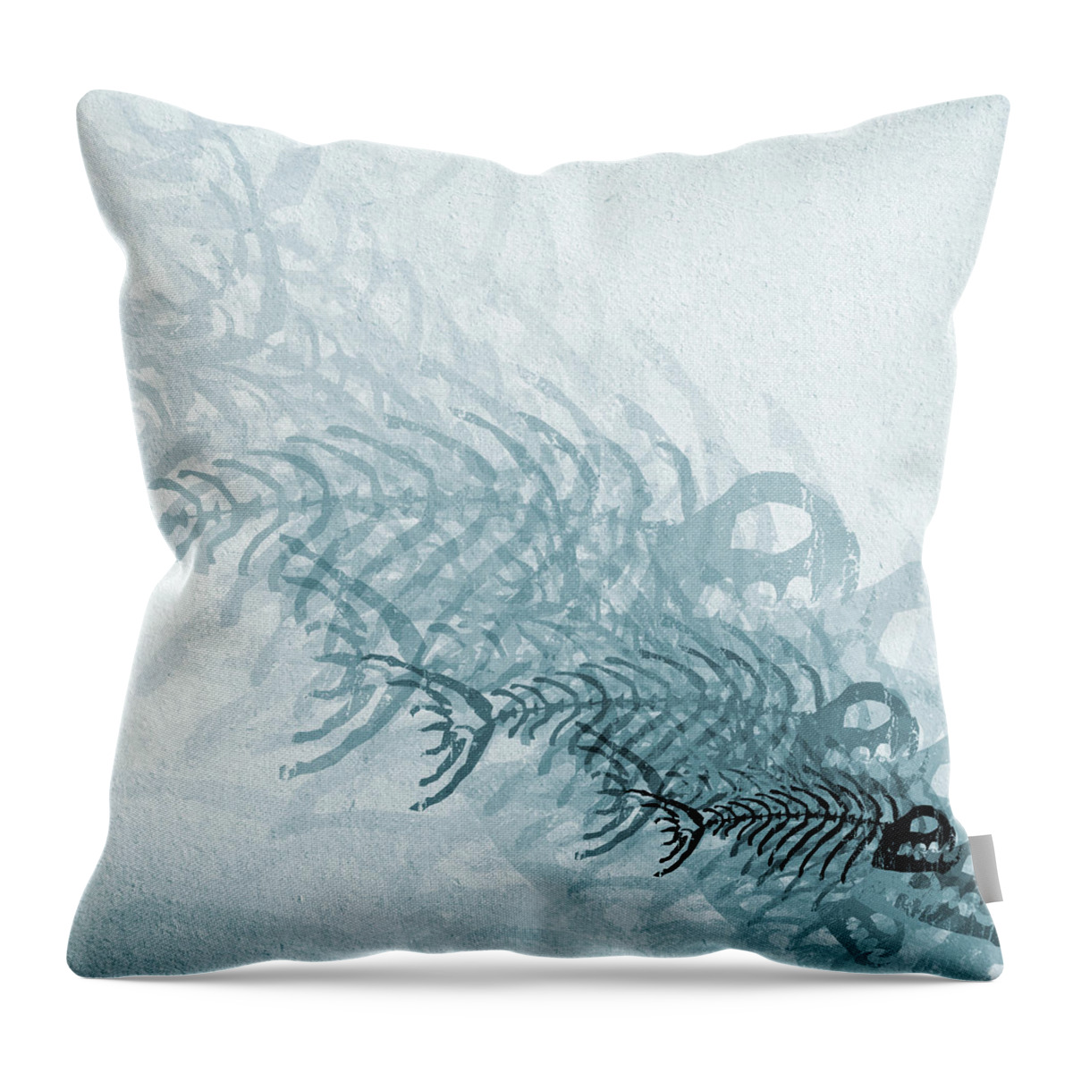 Fish Throw Pillow featuring the digital art Fish And Bones by Phil Perkins