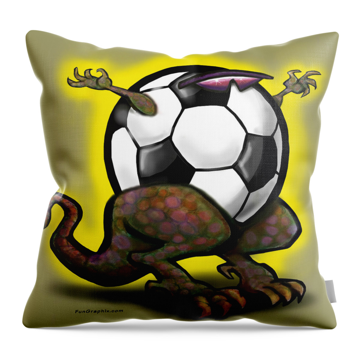 Soccer Throw Pillow featuring the digital art Soccer Zilla by Kevin Middleton