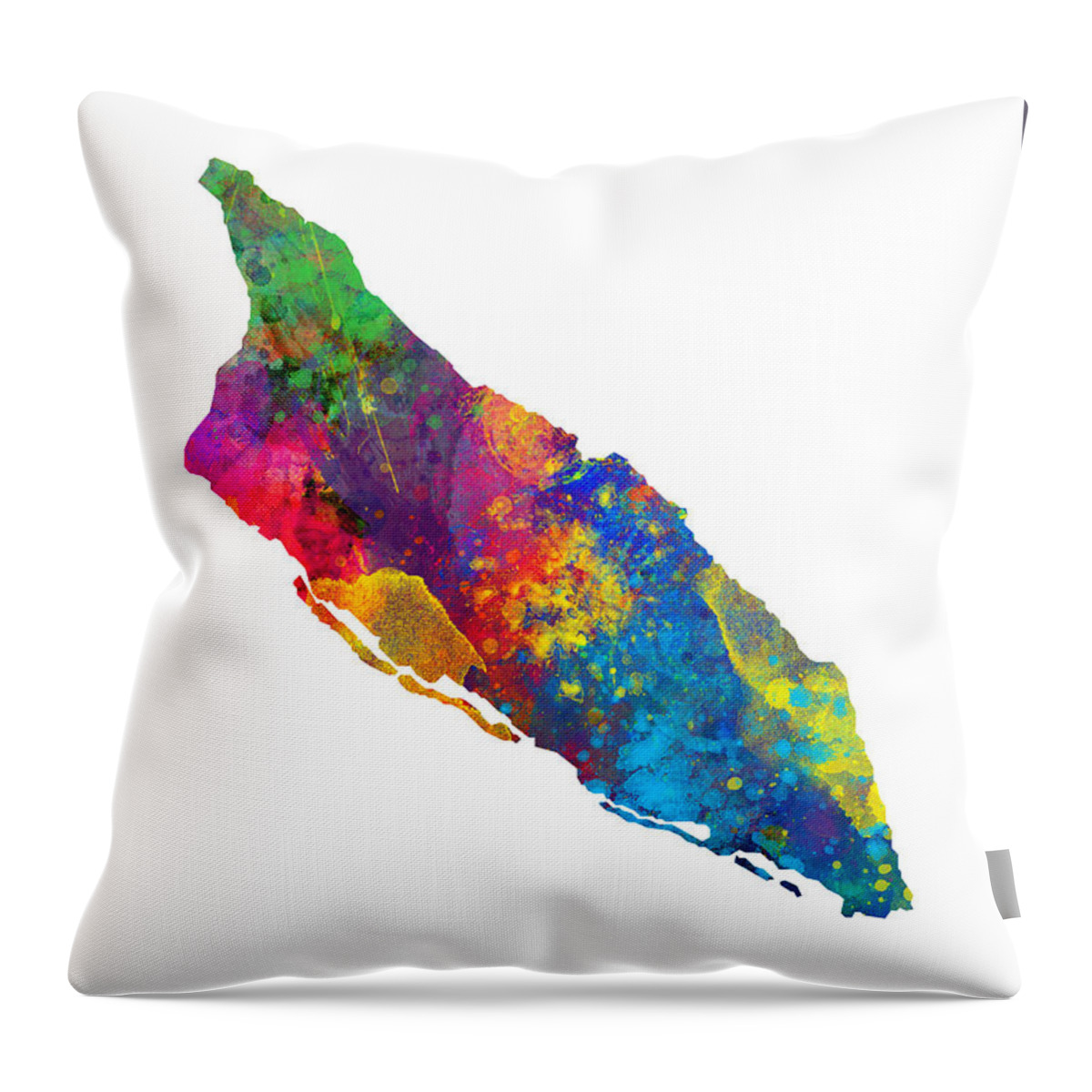 Aruba Throw Pillow featuring the digital art Aruba Watercolor Map by Michael Tompsett