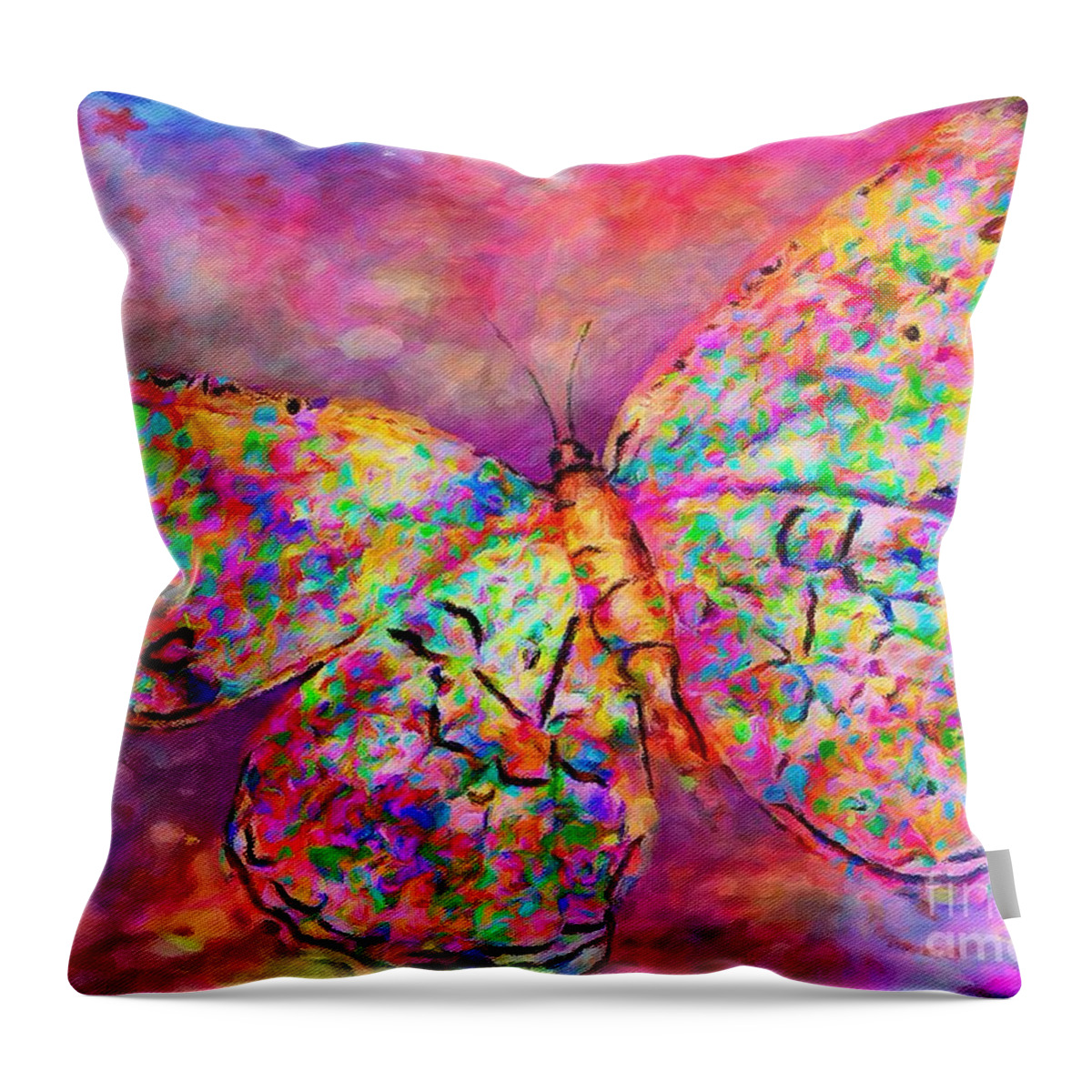 Ascending Butterfly Throw Pillow featuring the digital art Ascending Butterfly by Laurie's Intuitive