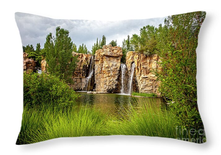 Ashton Garden Throw Pillow featuring the photograph Ashton Garden, David Millenheft Photography, Waterfall, Lehi, Utah, by David Millenheft