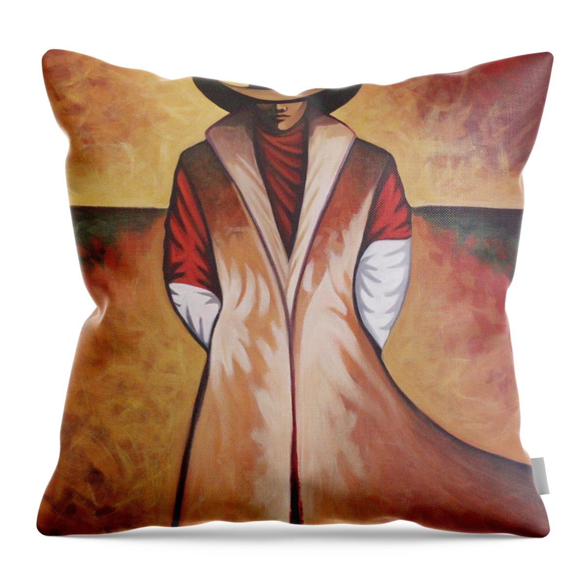  Throw Pillow featuring the painting Astract Cowboy #4 by Lance Headlee
