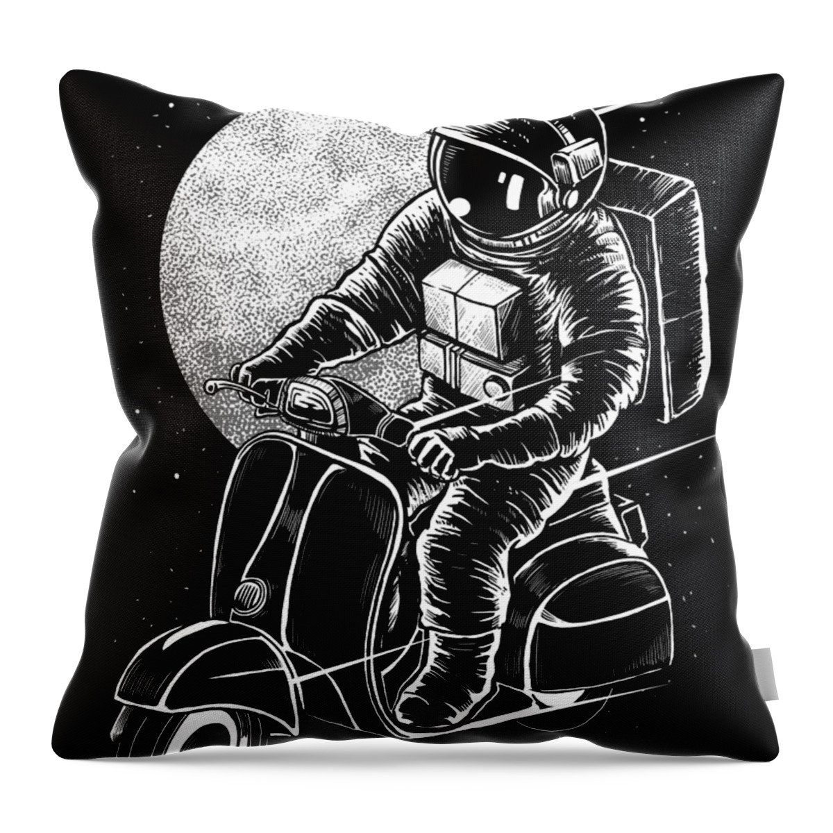 Astronaut Throw Pillow featuring the digital art Astronaut biker by Long Shot