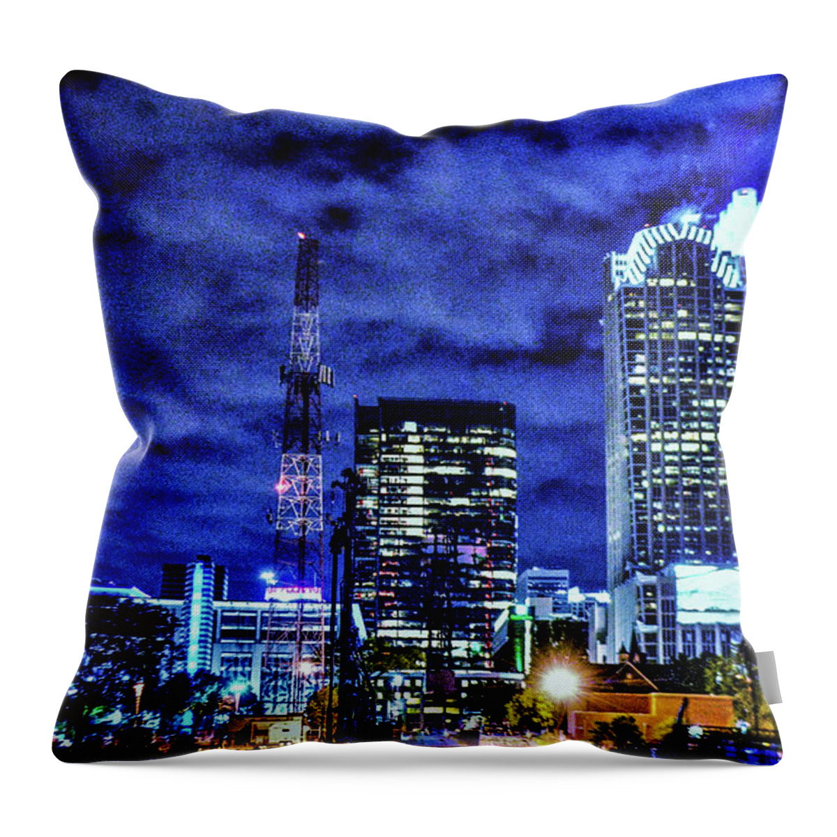 Skyline Throw Pillow featuring the photograph At Night by Addison Likins