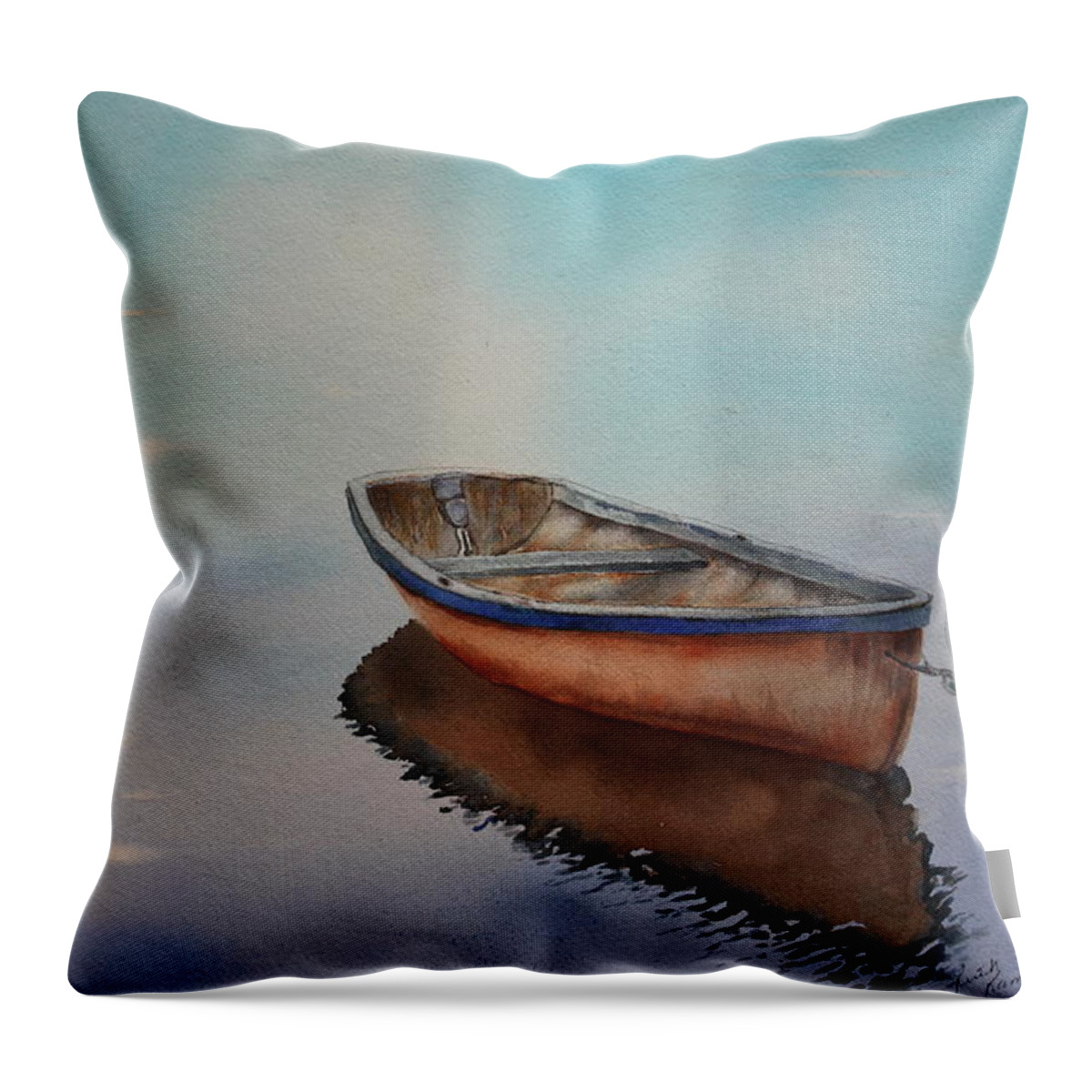Boat Throw Pillow featuring the painting At Rest by Ruth Kamenev