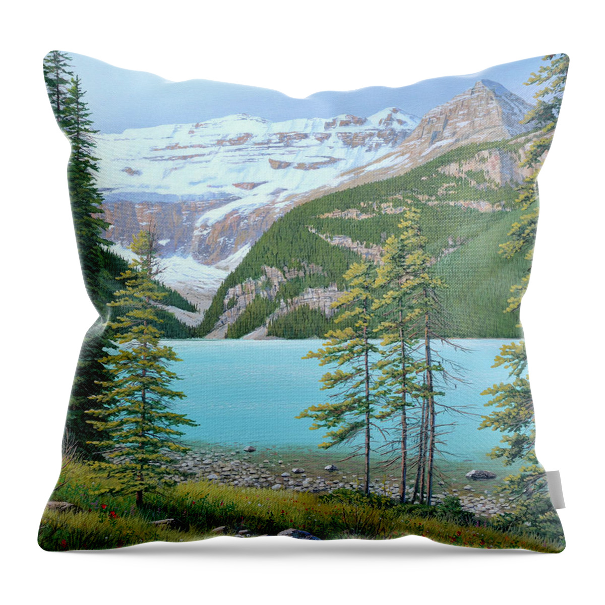 Jake Vandenbrink Throw Pillow featuring the painting At The Height of Summer by Jake Vandenbrink
