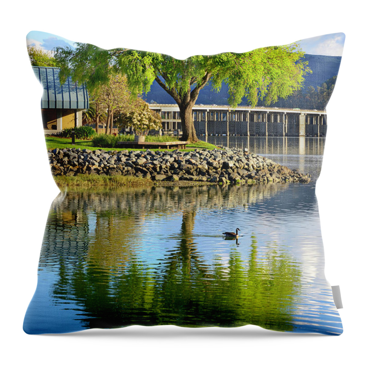 Peaceful Throw Pillow featuring the photograph At the Lagoon by Richardson Bay by Brian Tada