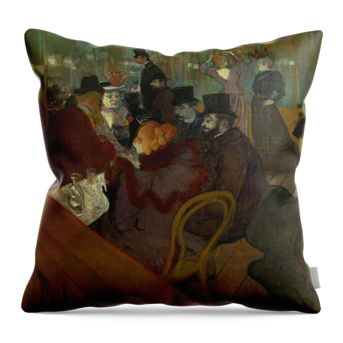 Henri De Toulouse-lautrec Throw Pillow featuring the painting At the Moulin Rouge, 1895 by Henri de Toulouse-Lautrec