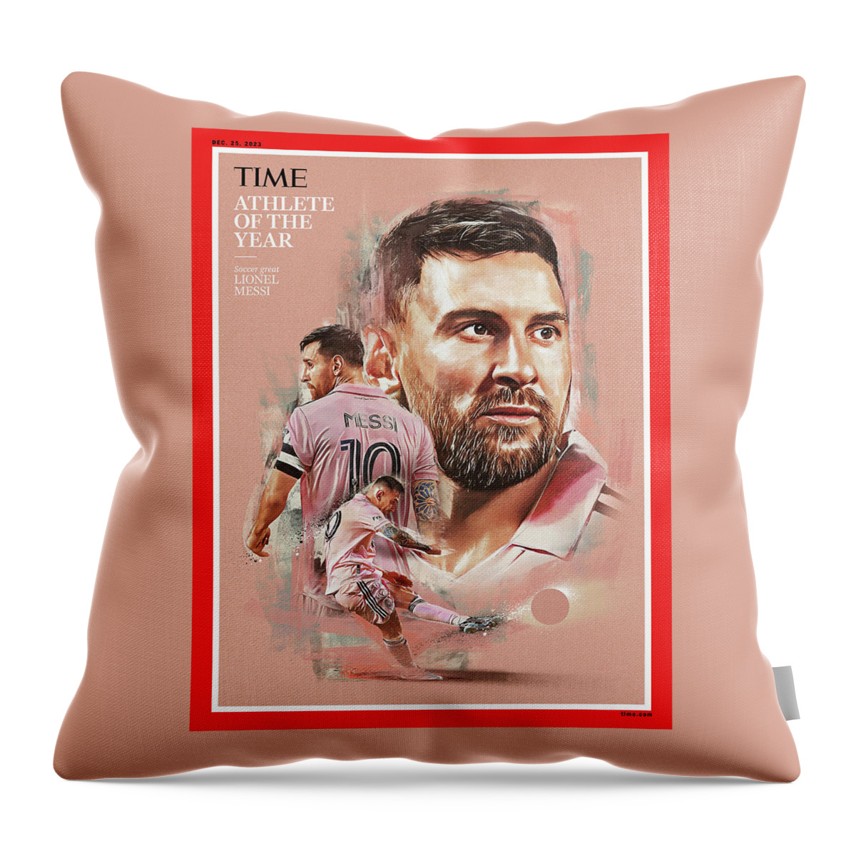 Lionel Messi Throw Pillow featuring the photograph Athlete of the Year-Lionel Messi by Neil Jamieson for Time