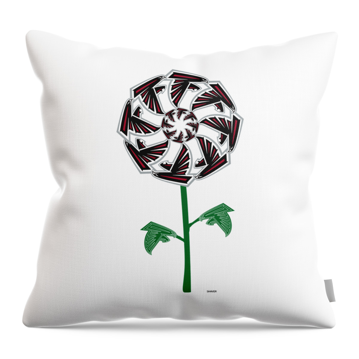 Nfl Throw Pillow featuring the digital art Atlanta Falcons - NFL Football Team Logo Flower Art by Steven Shaver
